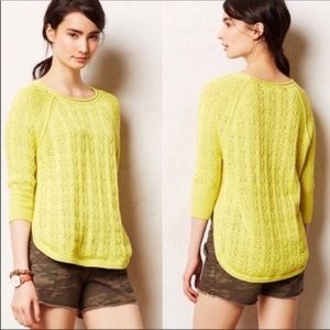Anthropologie Sparrow Chartreuse Pullover Sweater